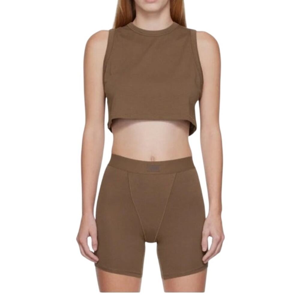 SKIMS Brown Two Piece Matching Boyfriend Boxer Set XL / 2X Comfy Loungewear